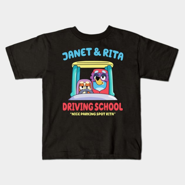 Janet And Rita Driving School Kids T-Shirt by Quikerart